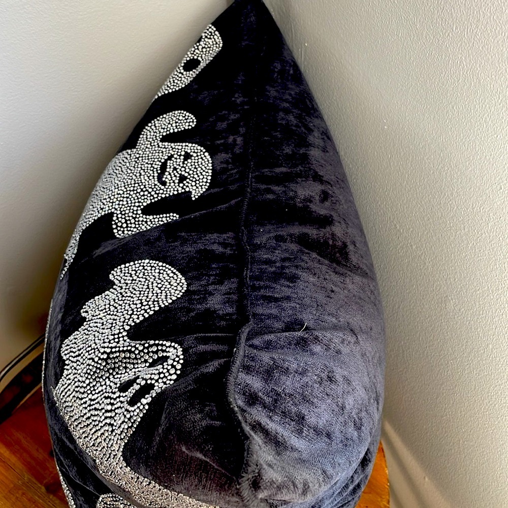 Adorable & Rich Black Soft, plump accent pillow! Sparkles with silver beads! - Picture 7 of 12